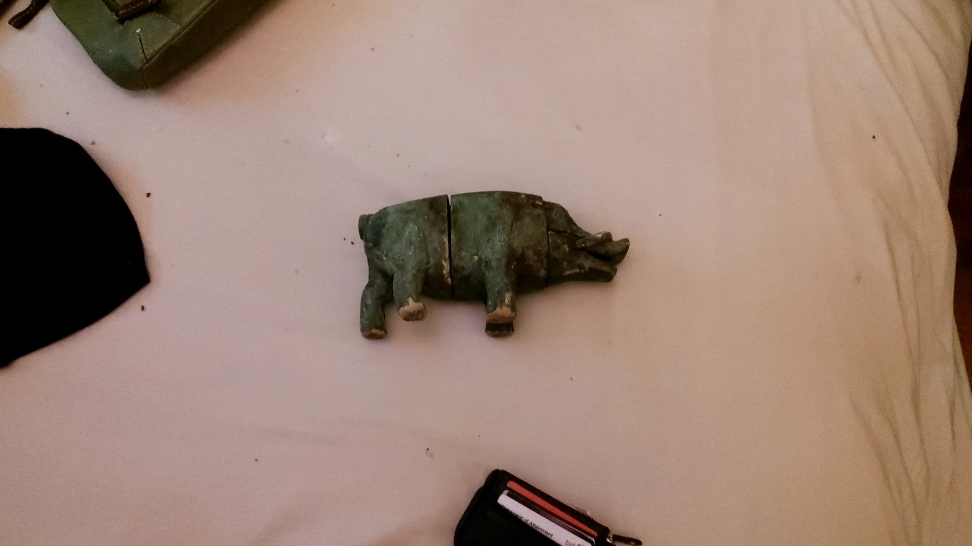 American Folk Art Carved Wooden Wild Boar Figure