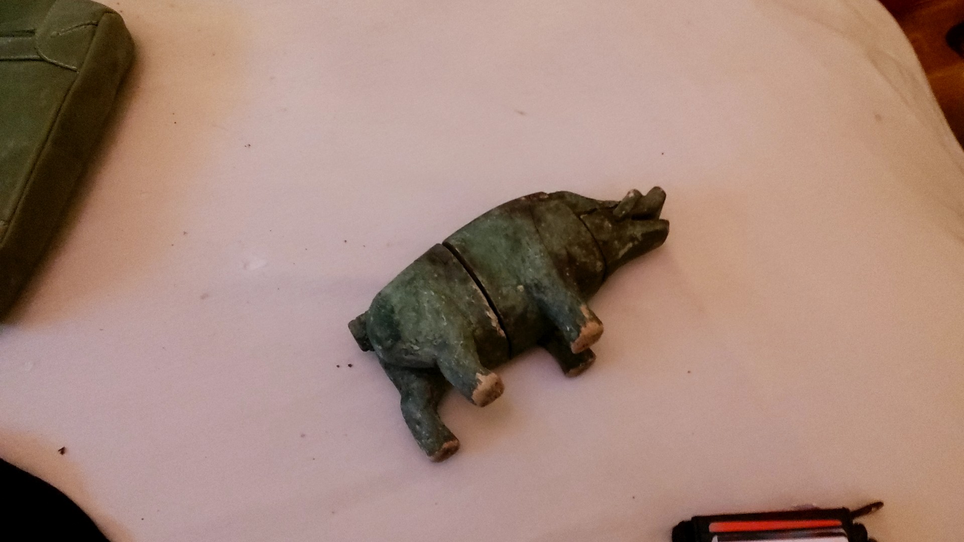 American Folk Art Carved Wooden Wild Boar Figure - view 2