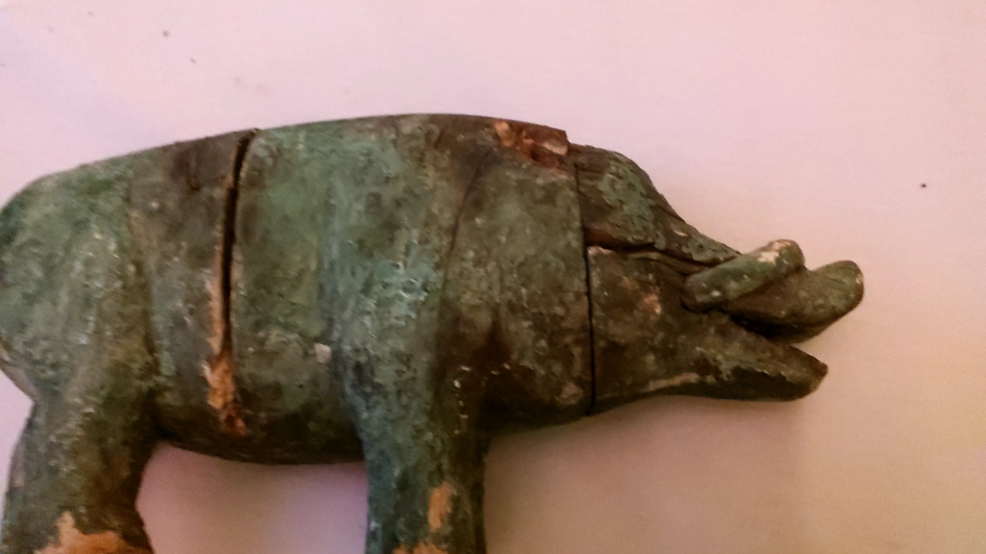 American Folk Art Carved Wooden Wild Boar Figure - view 3