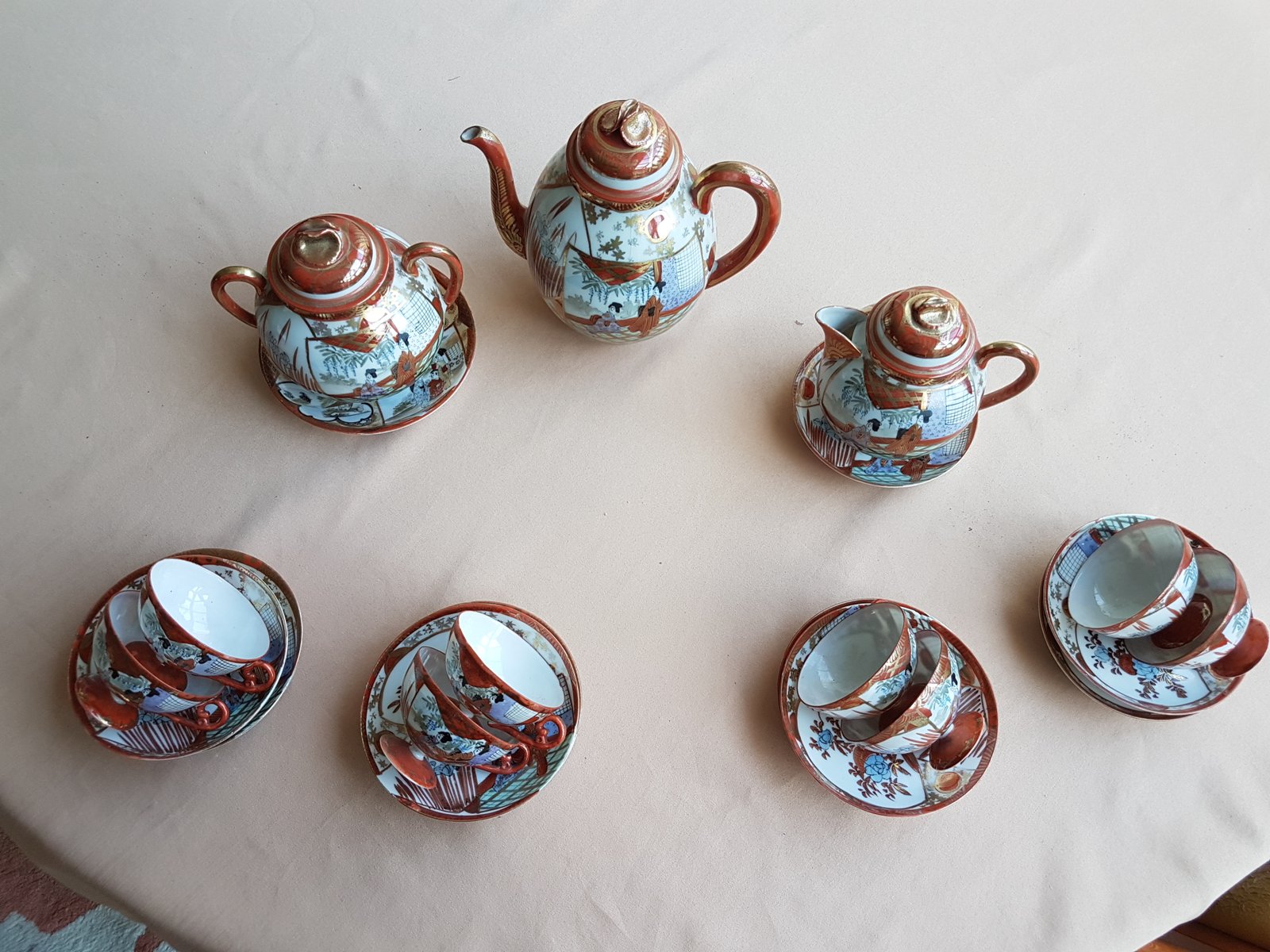 Japanese Satsuma-style Eggshell Porcelain Tea Set - view 1