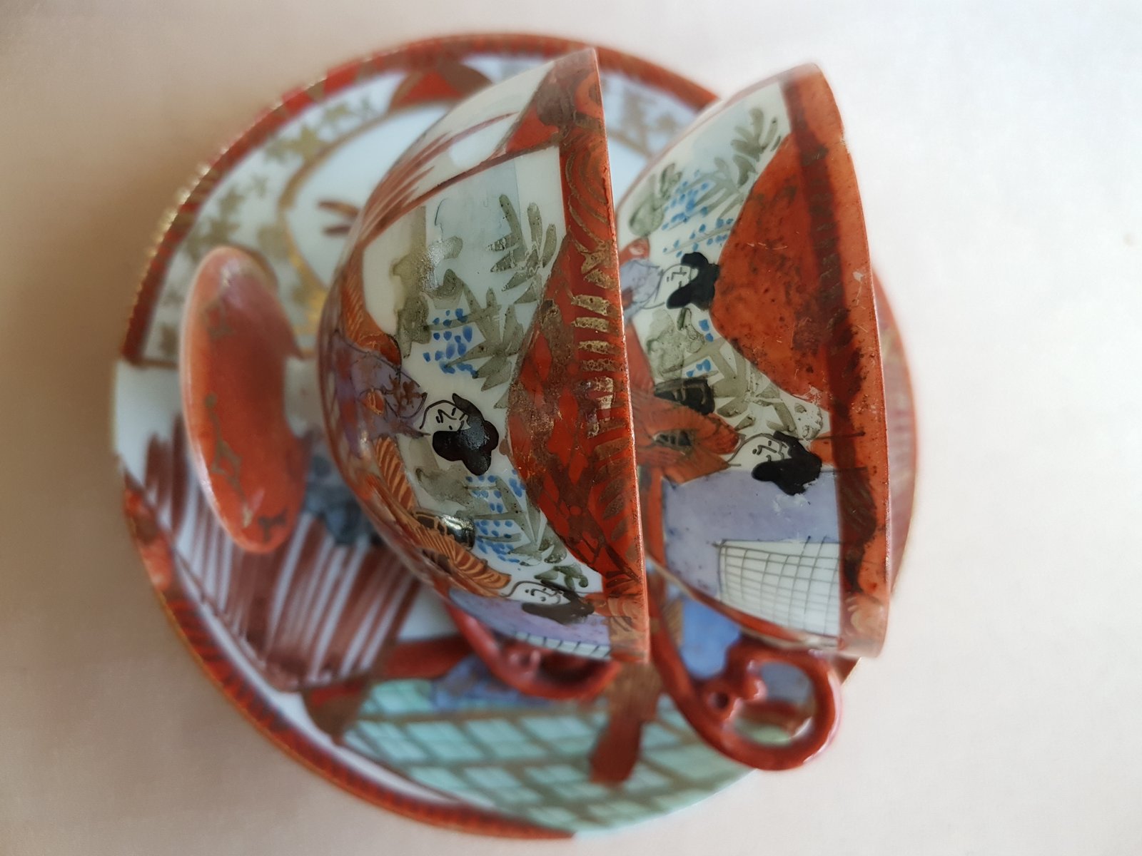 Japanese Satsuma-style Eggshell Porcelain Tea Set - view 2