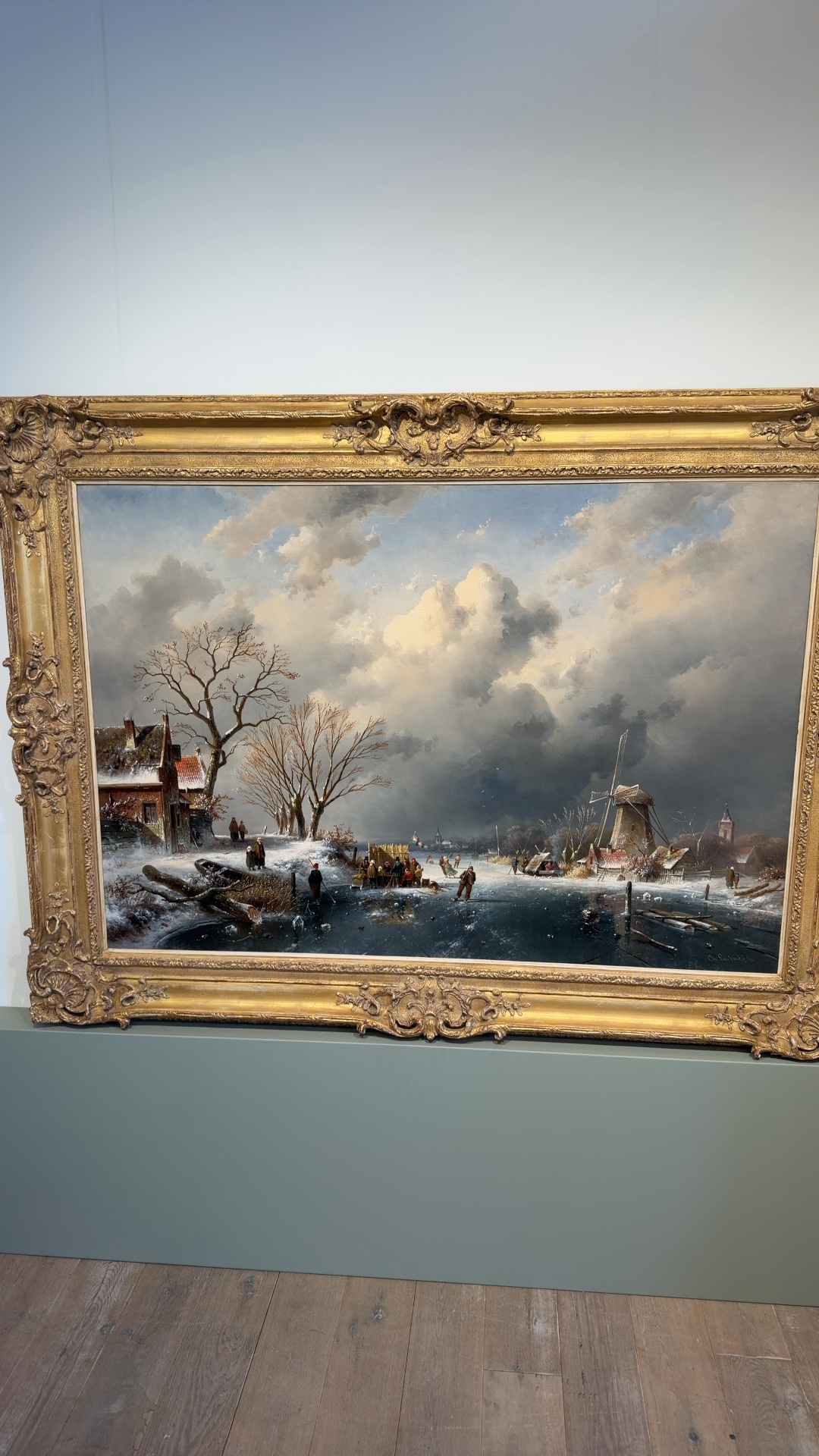 Winter Landscape with Skaters and Windmill - view 1