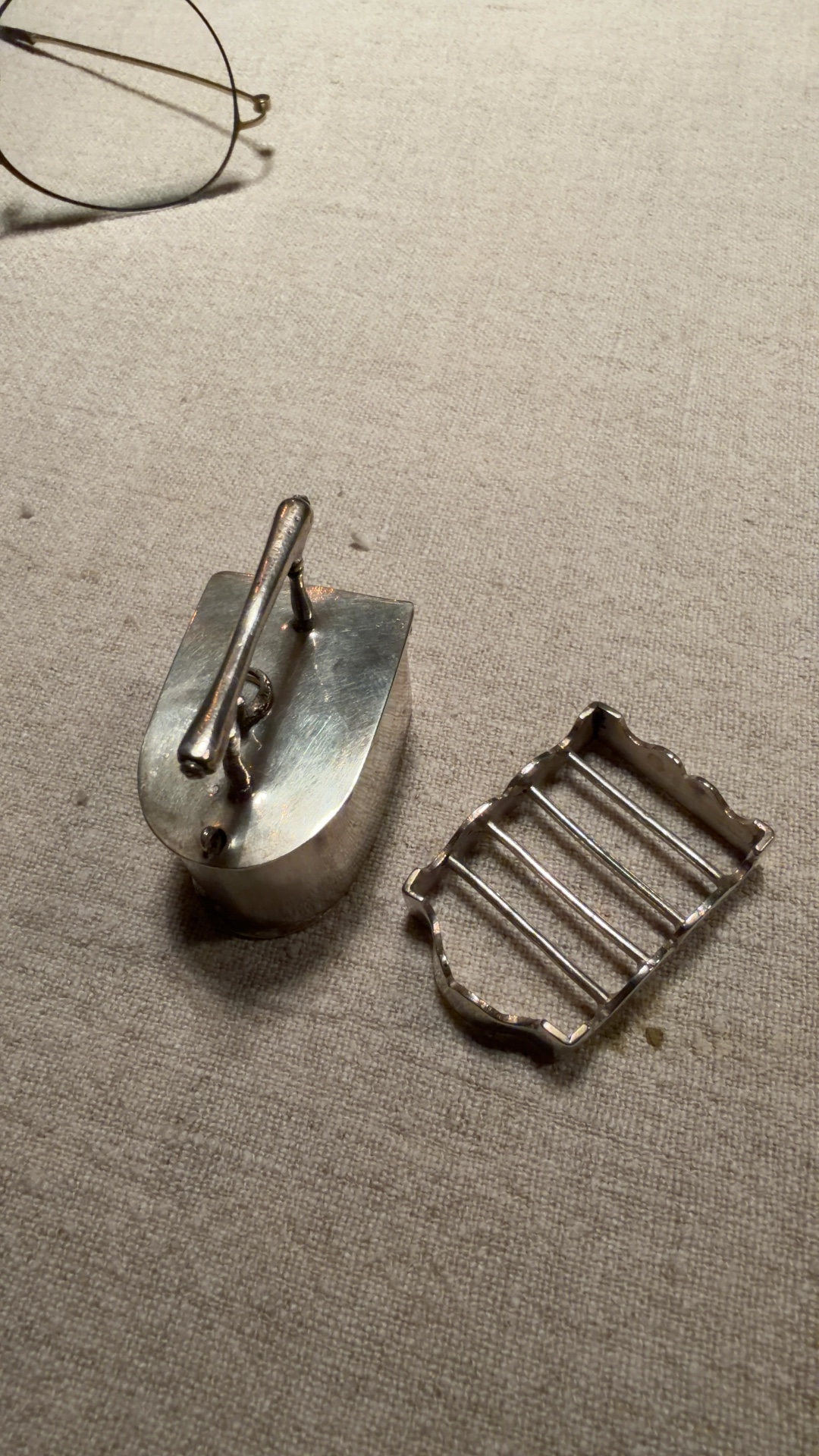 Miniature Silver Iron with Trivet - view 3