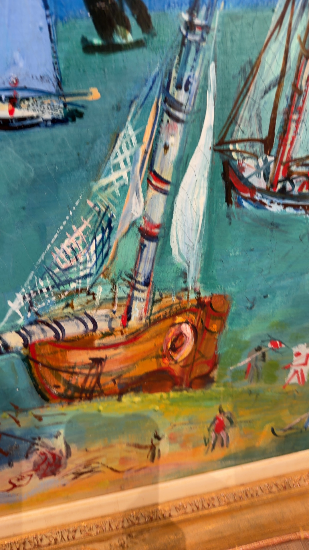 Oil Painting of a Harbor Regatta by Jean Dufy - view 3