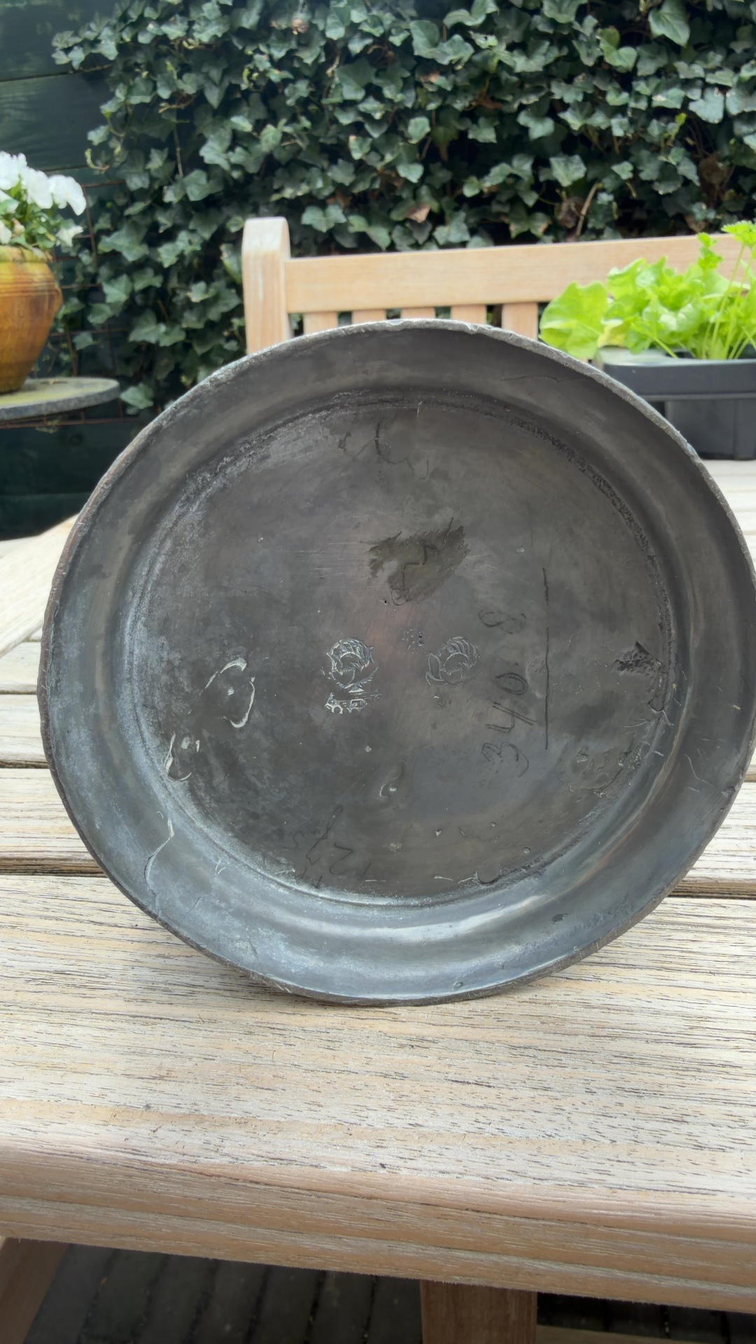 Dutch Pewter Baluster Measure - 'Acorn' Thumbpiece (Jan-Barent Brom Mark) - view 3