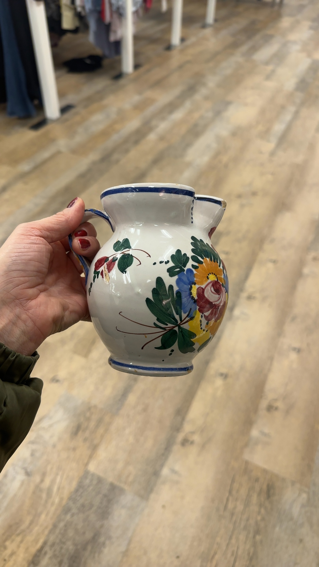 Hand-Painted Ceramic Majolica Pitcher - view 2