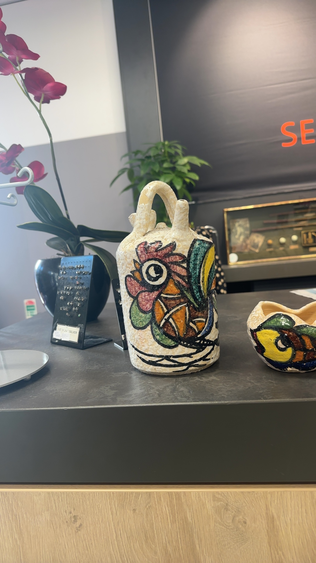 Mid-Century Modern Italian Art Pottery Rooster Pourer/Cruet - view 2