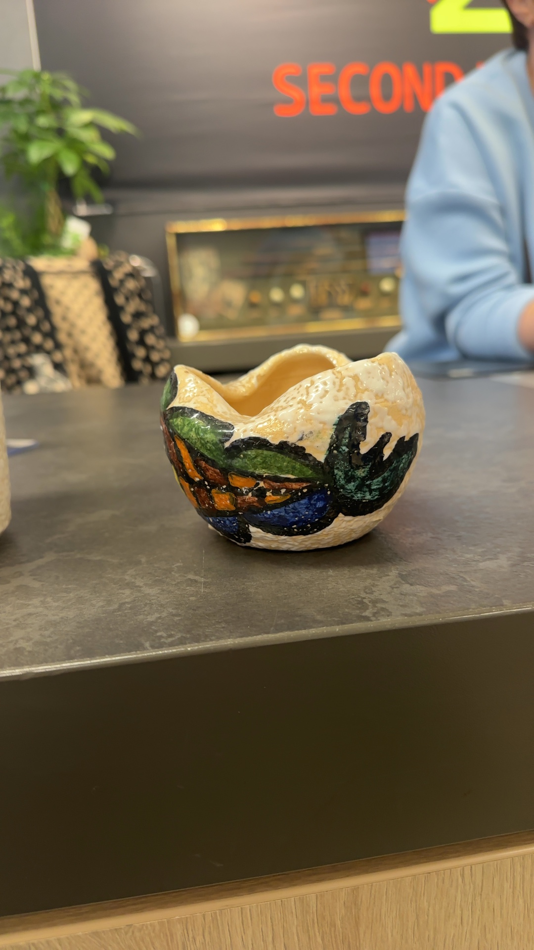 Hand-Painted Faience or Earthenware Mini Pot/Vessel - view 2