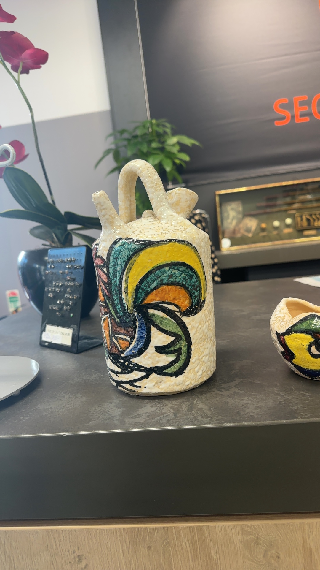 Mid-Century Modern Italian Art Pottery Rooster Pourer/Cruet - view 3