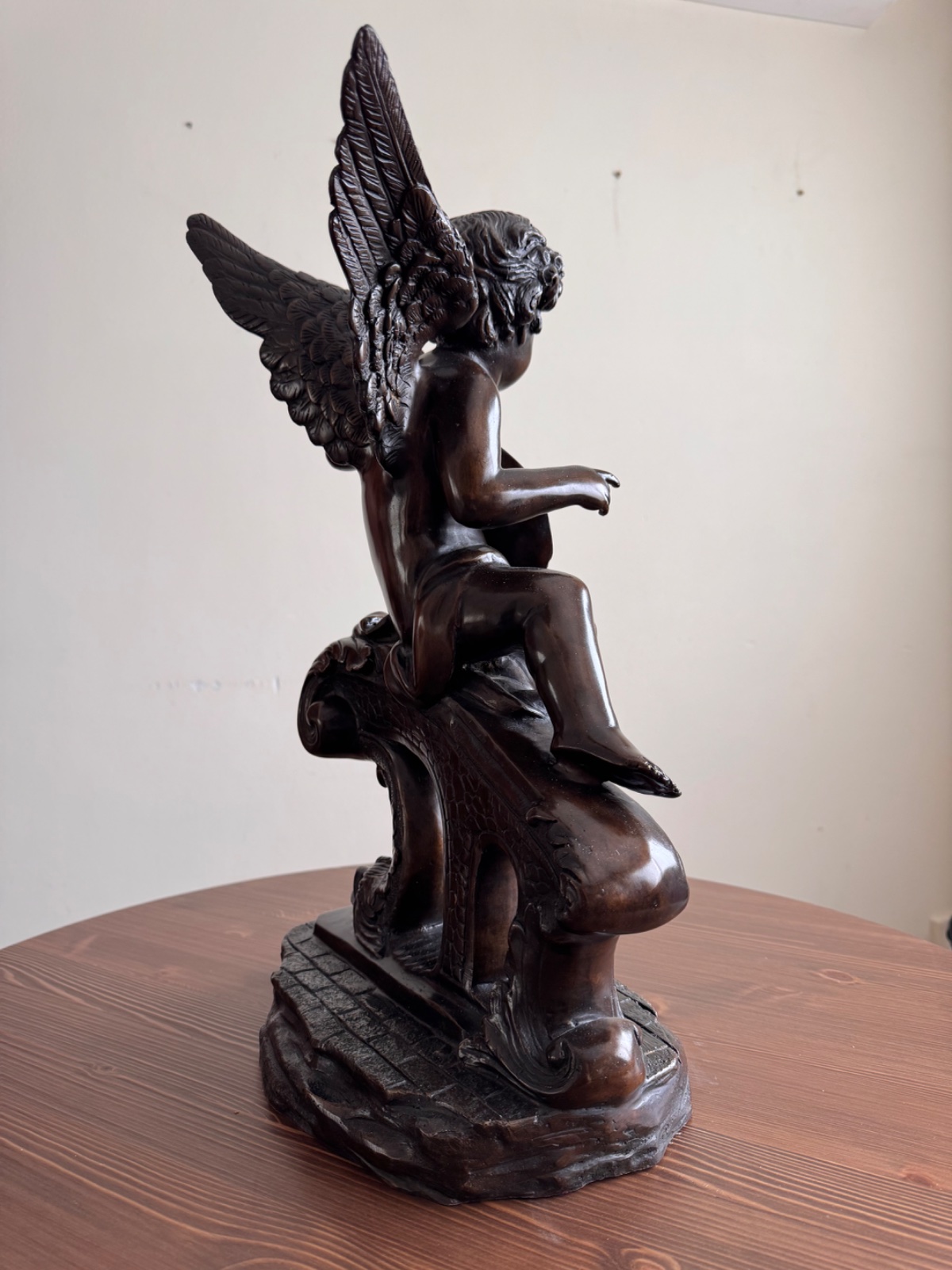 Romantic Era Patinated Figure of a Musical Putto - view 2