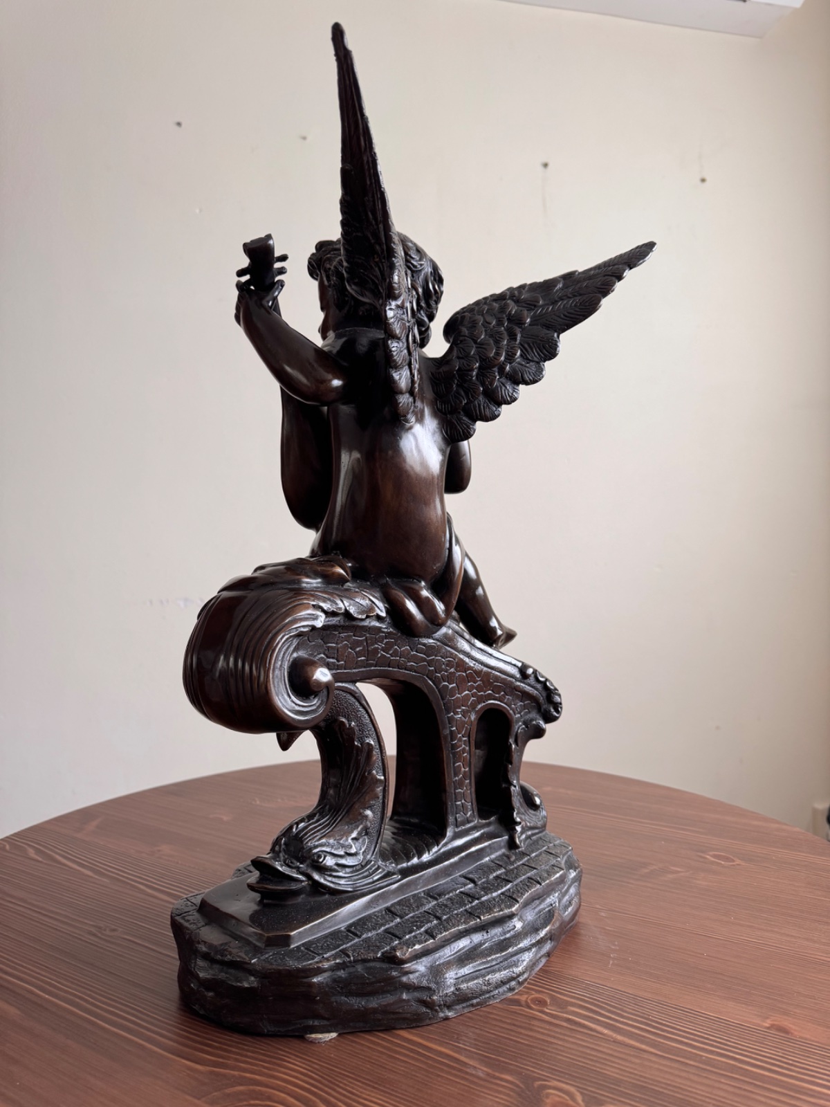 Romantic Era Patinated Figure of a Musical Putto - view 3