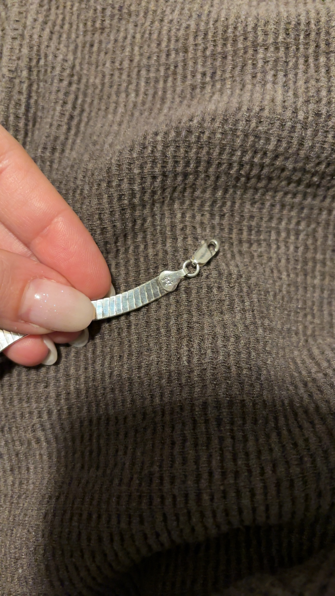 Italian Sterling Silver Herringbone Necklace (925 Fine) - view 3