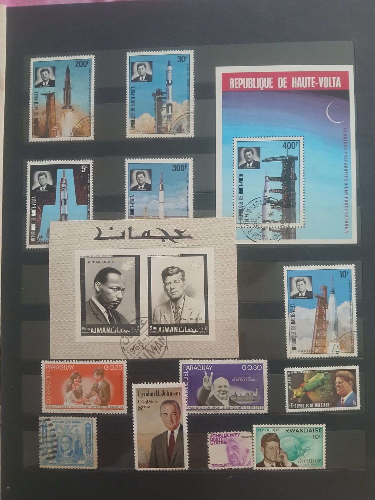 Global Commemorative Stamp Collection focusing on John F. Kennedy and U.S. Presidents
