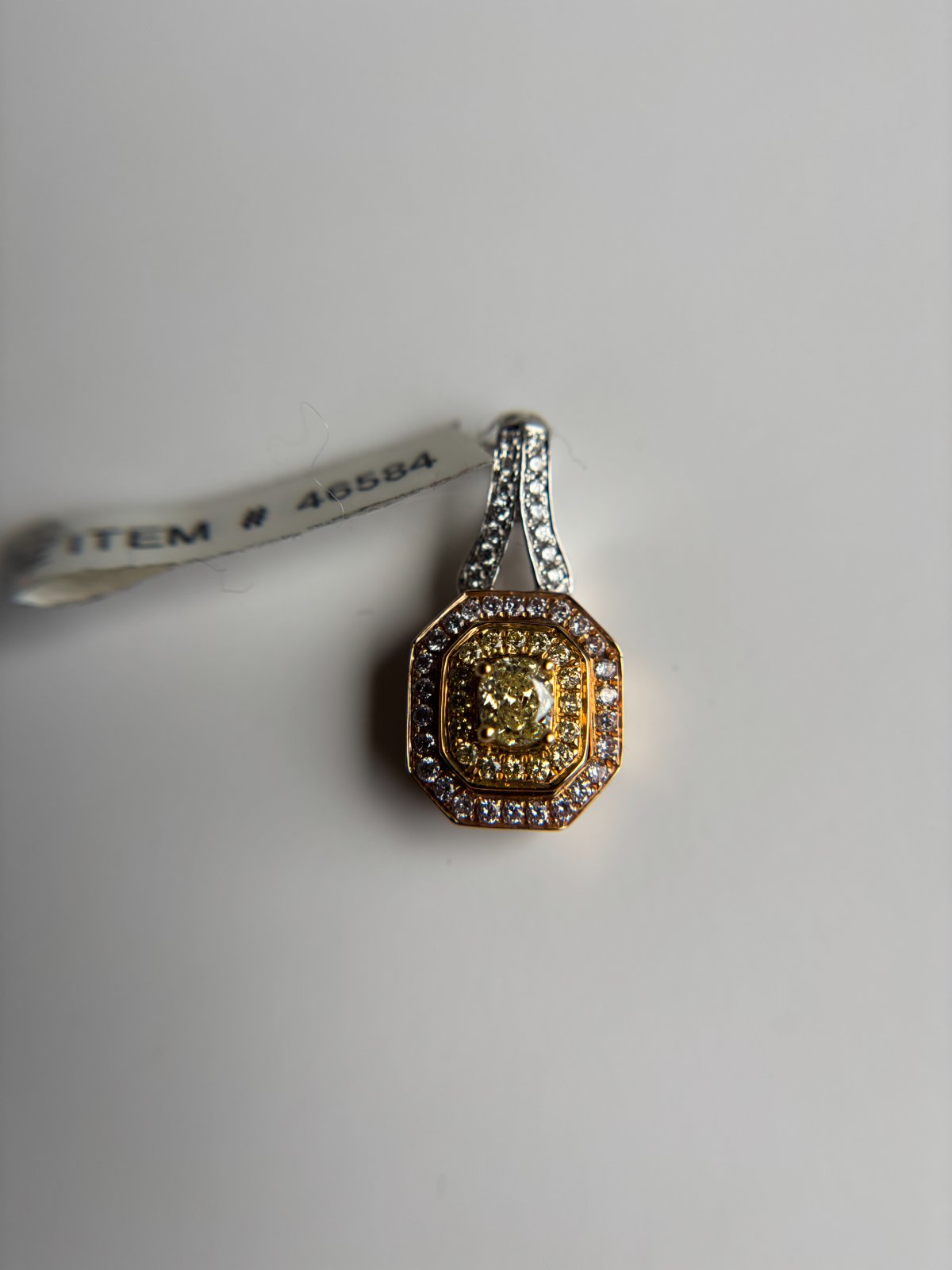 18K Two-Tone Gold Double Halo Pendant by RI - view 1