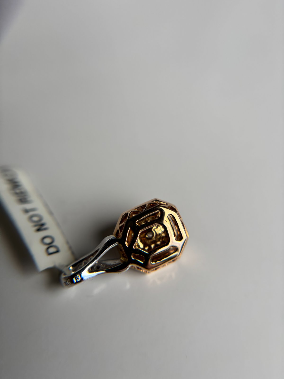 18K Two-Tone Gold Double Halo Pendant by RI - view 3