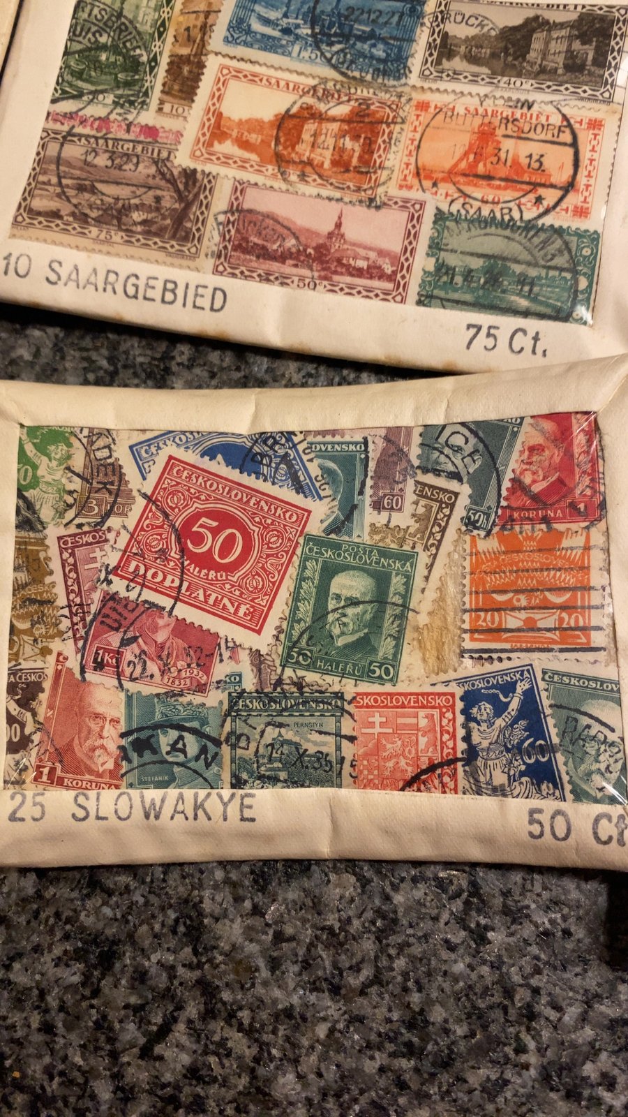Mixed European Stamp Packets (Saargebiet and Czechoslovakia/Slovakia) - stamps collectible