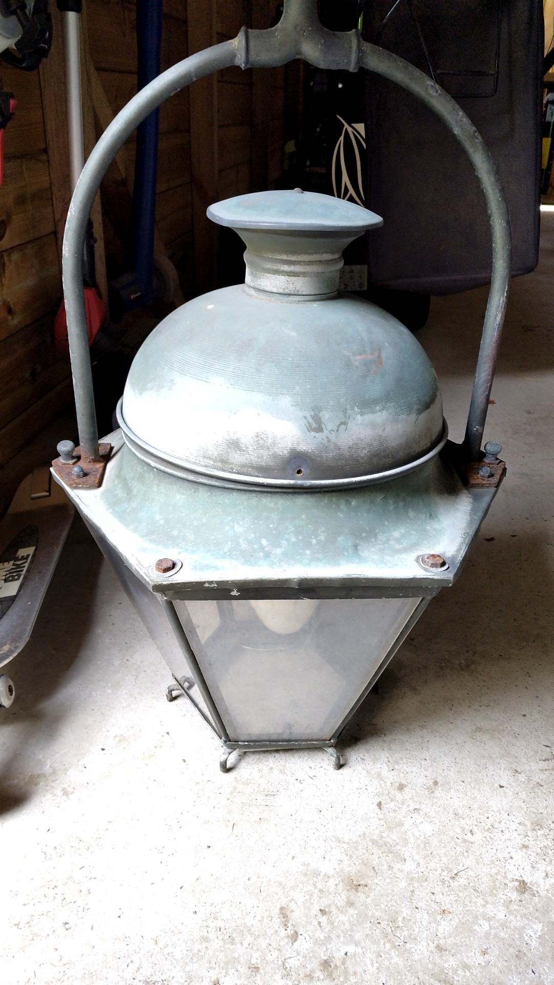 Copper Street Lantern (Gas converted to Electric, circa 1900-1930) - antiques collectible