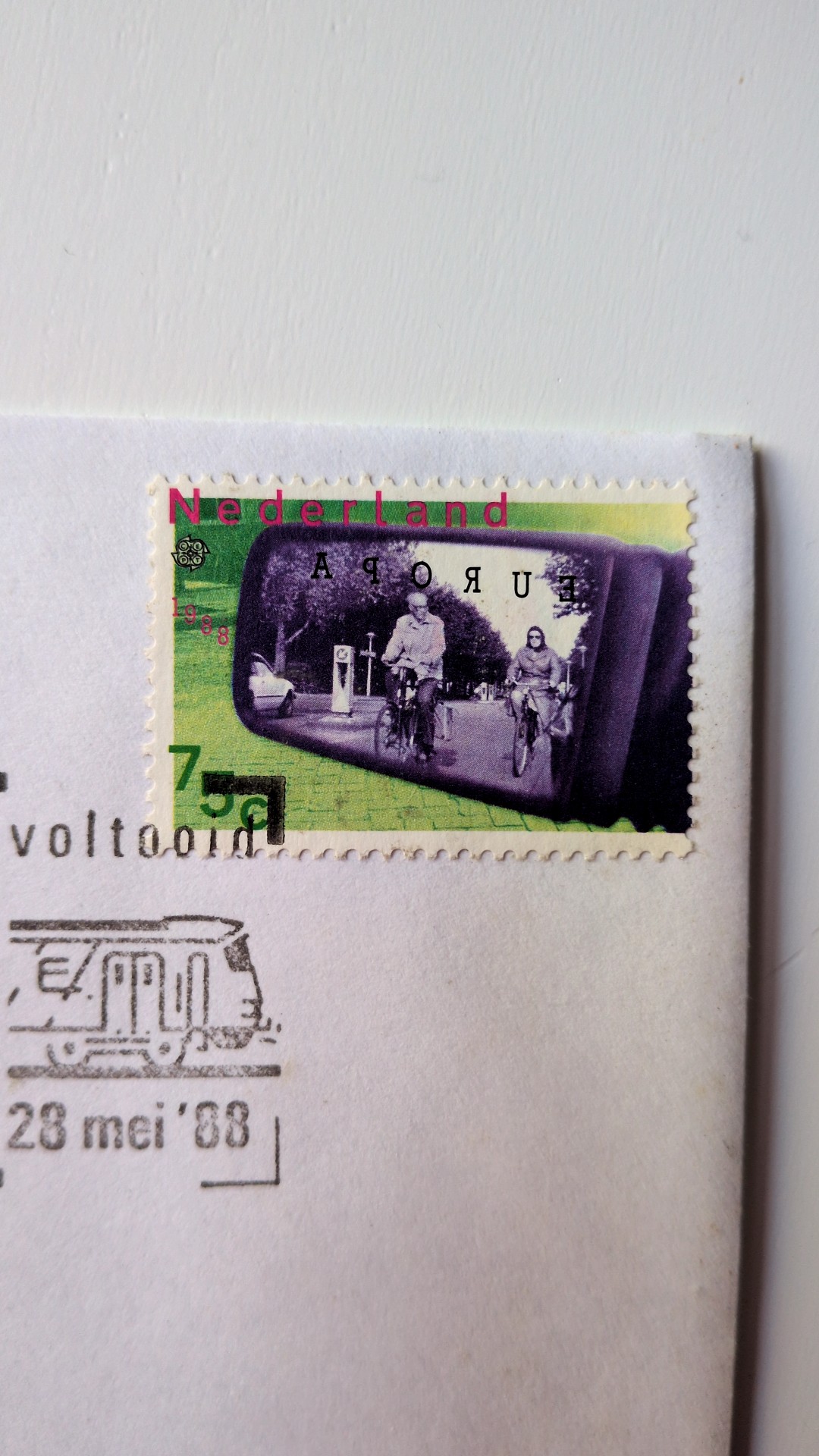 Netherlands EUROPA '88: Cyclists in Rearview Mirror Stamp on FDC - stamps collectible