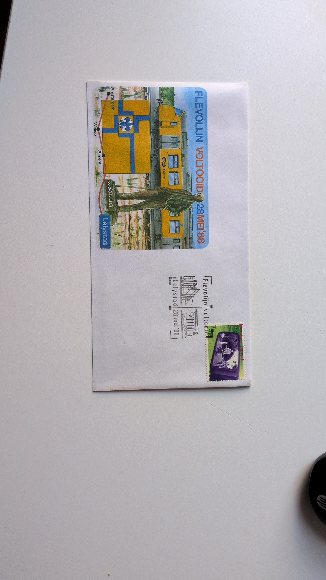 Netherlands EUROPA '88: Cyclists in Rearview Mirror Stamp on FDC - view 2