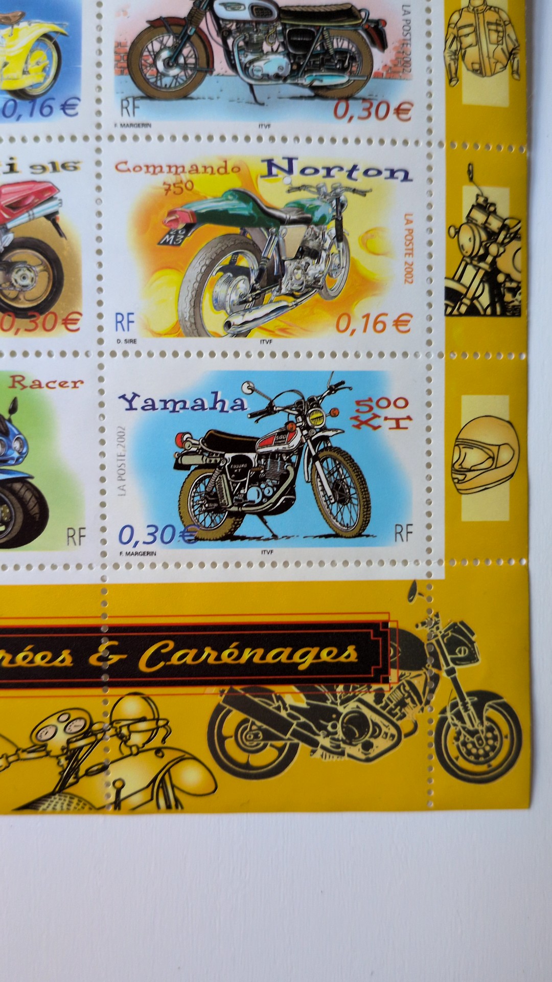 French 'Collection Jeunesse 2002' Motorcycle Stamp Sheetlet - view 2