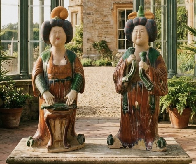 Tang Dynasty Style Sancai Glazed Pottery Musicians