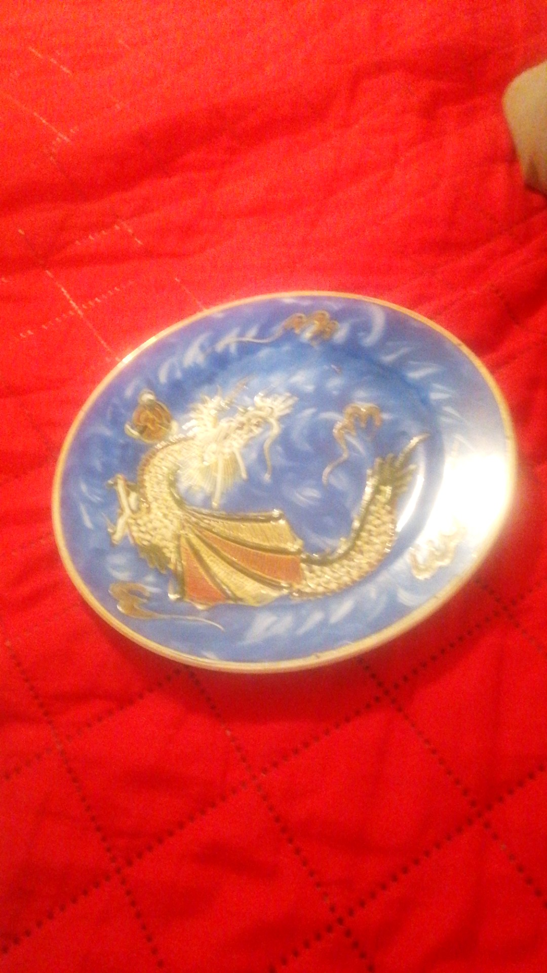 Asian-Style Decorative Porcelain Plate with Dragon Motif - decorative collectible