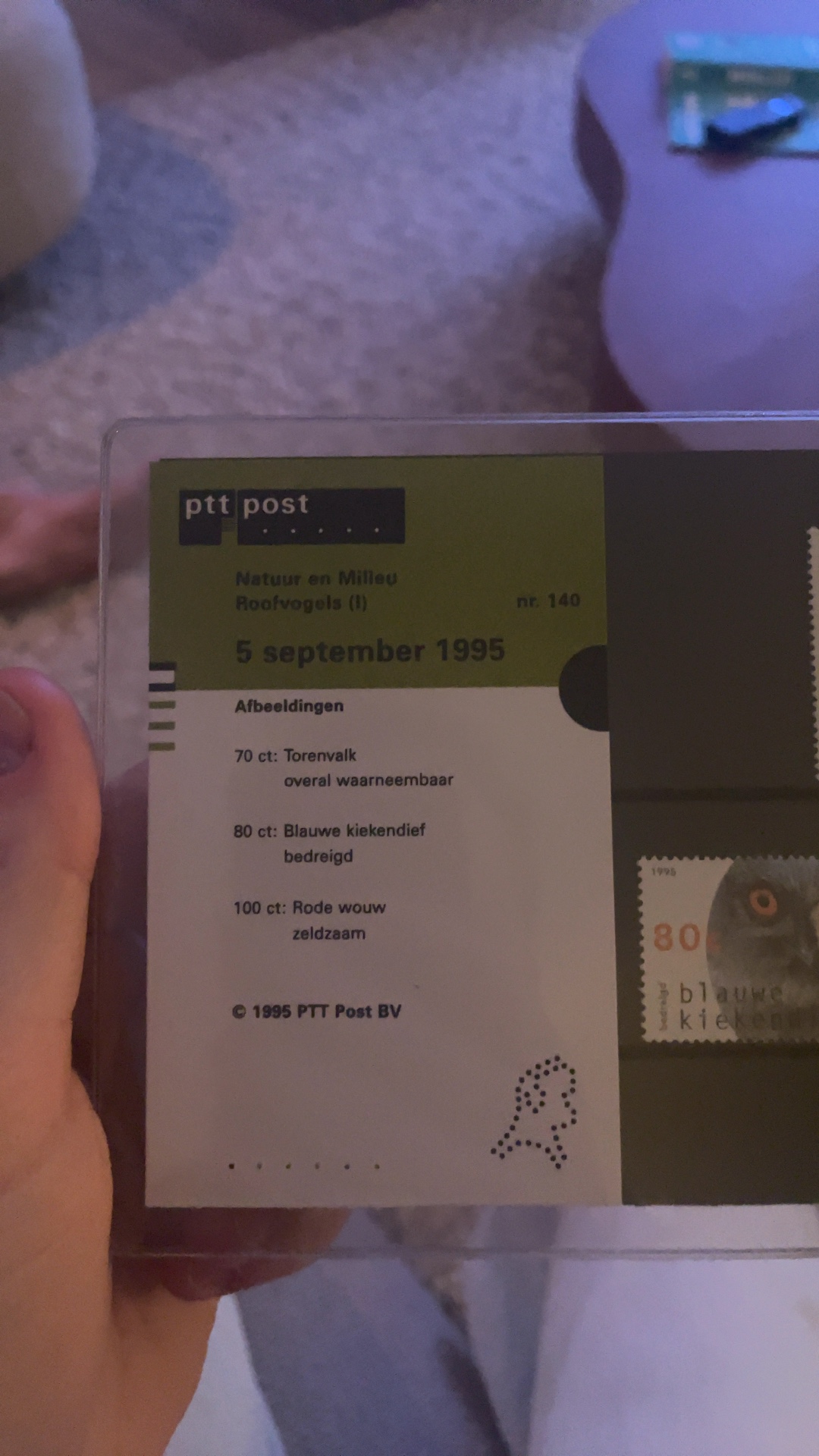 Netherlands 1995 Birds of Prey (Roofvogels) PTT Post Folder nr. 140 - view 2