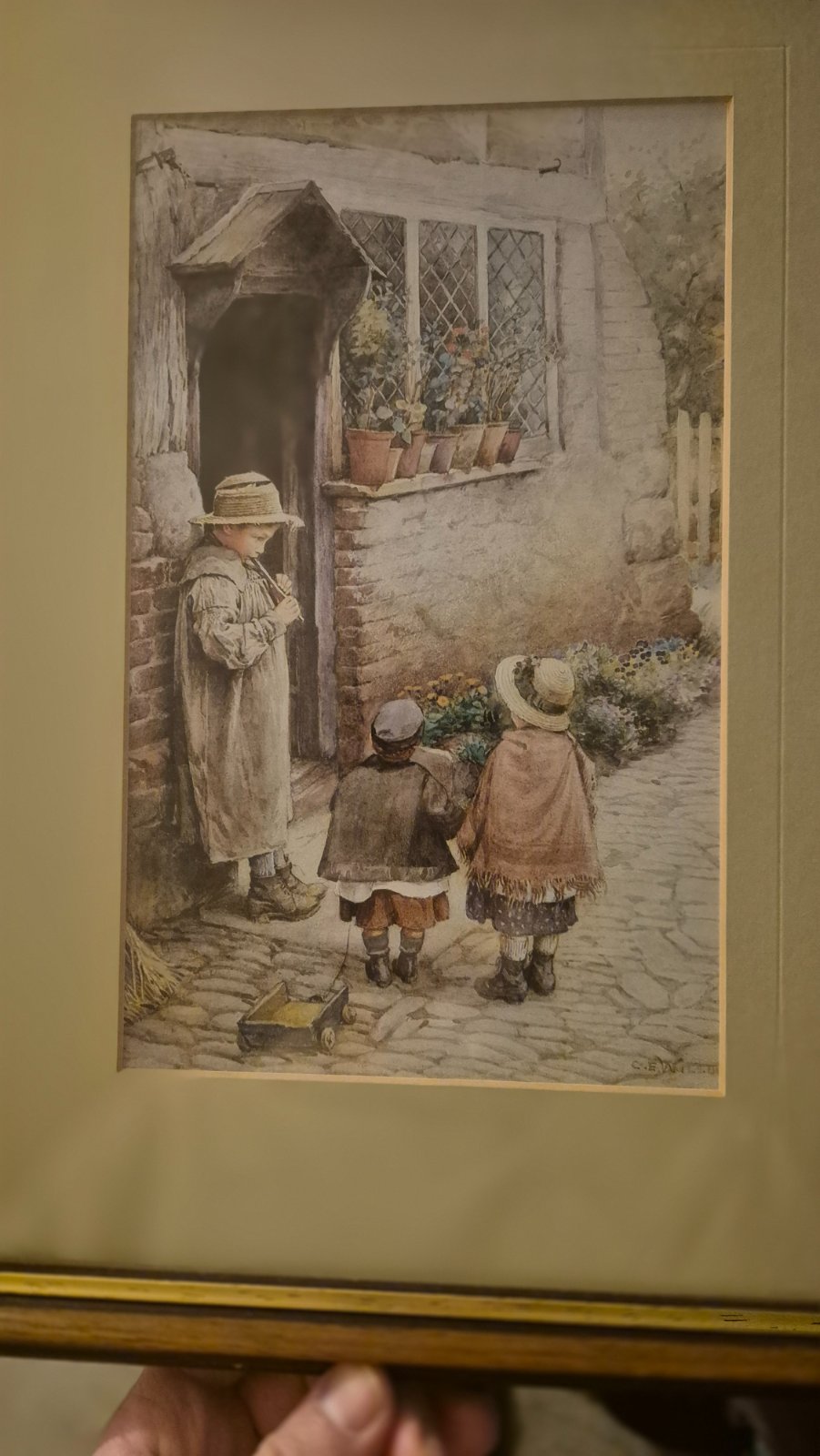 Victorian Genre Scene Watercolor by Charles Edward Wilson - paintings collectible