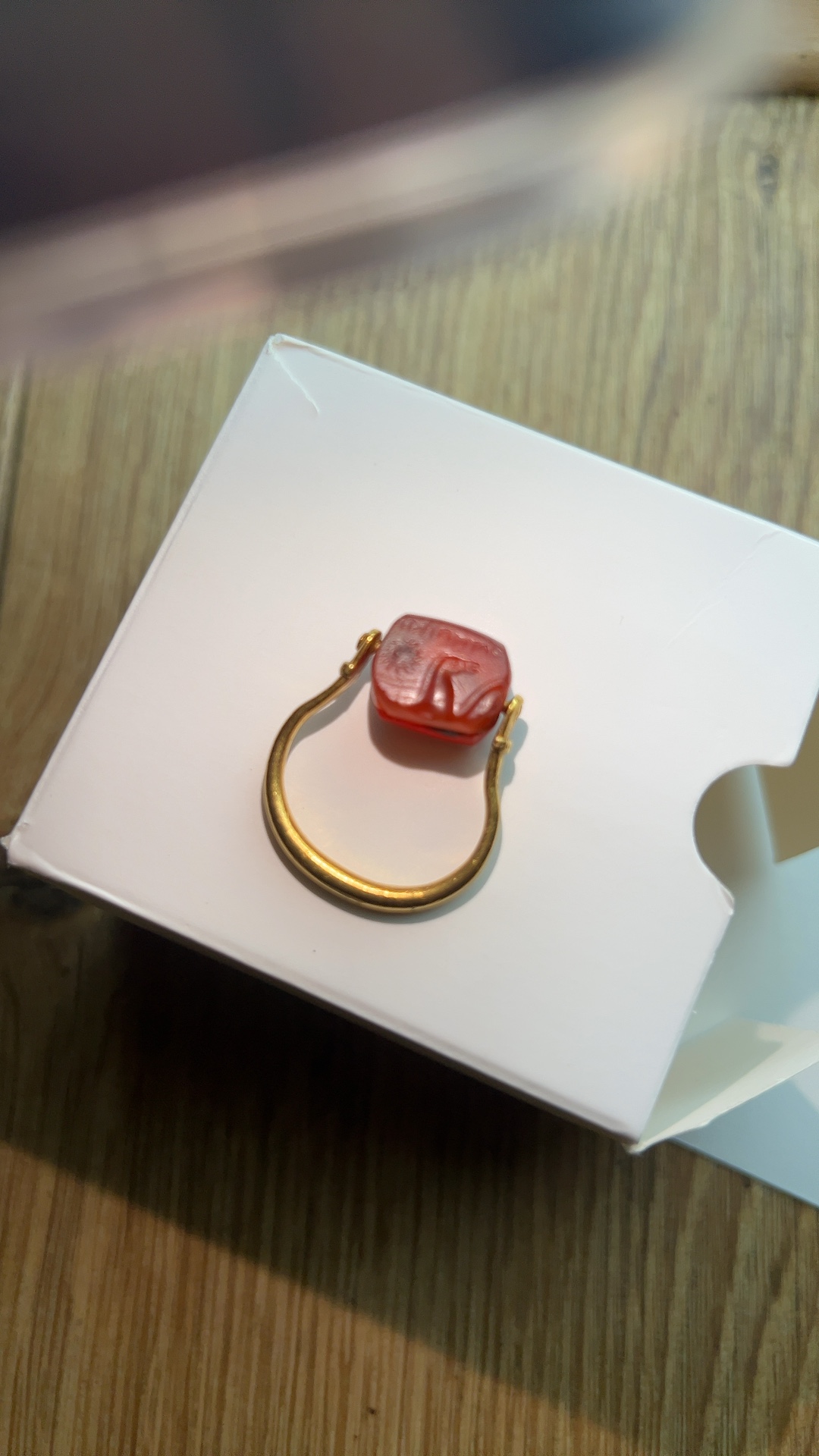 Modern Greek Carnelian Intaglio Swivel Ring - view 3