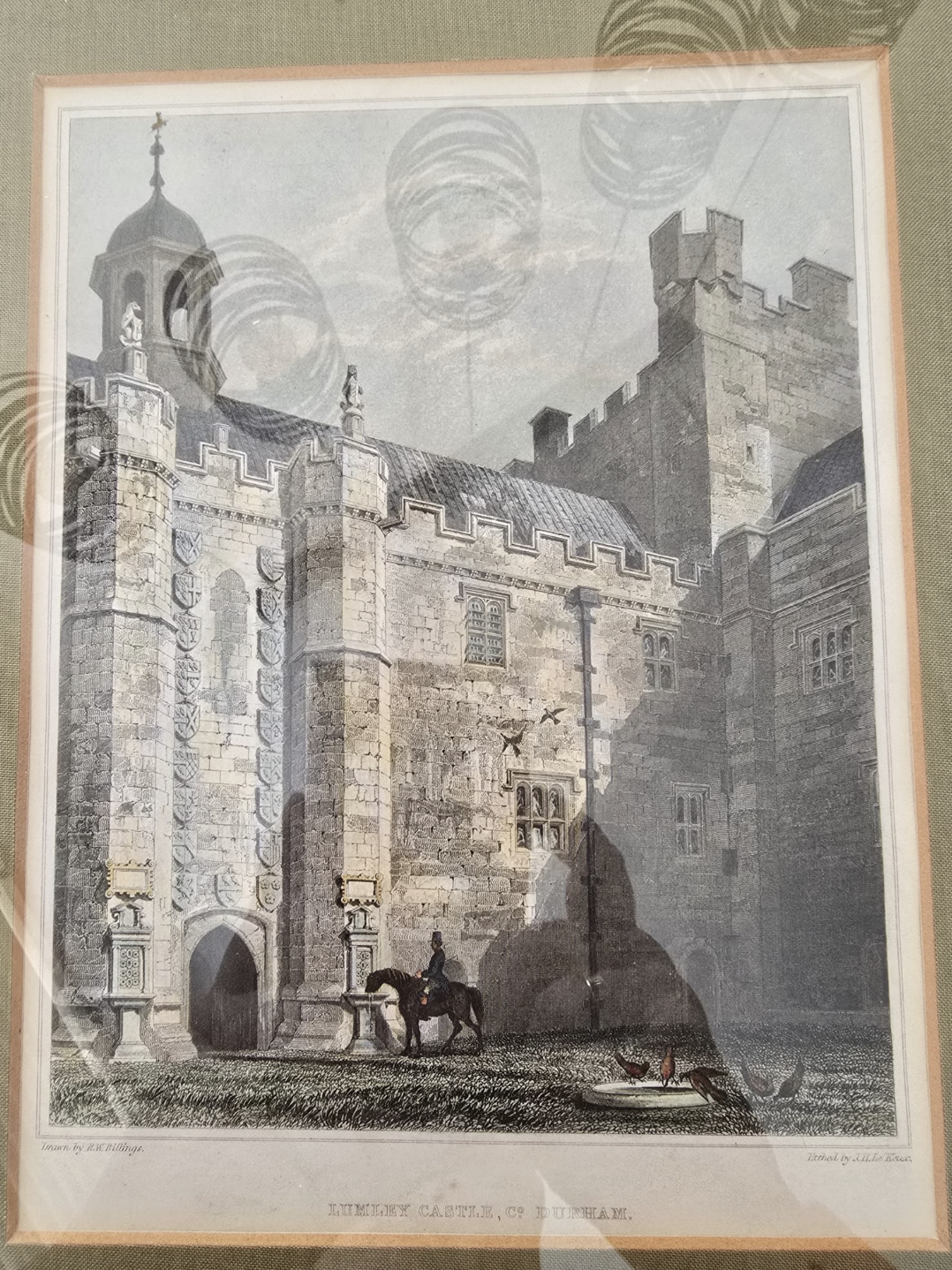 Antique Engraving of Lumley Castle, County Durham - view 2