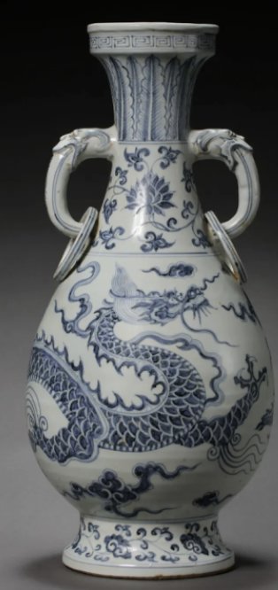 Chinese Blue and White Dragon Vase, Archaistic Yuan Style - ceramics collectible