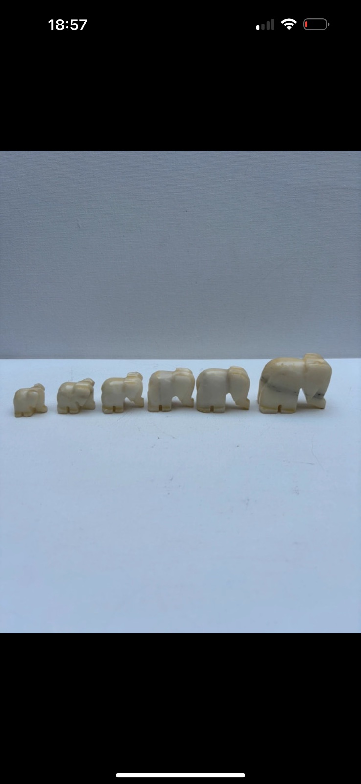 Carved Stone Elephant Figurines, Graduated Set - decorative collectible
