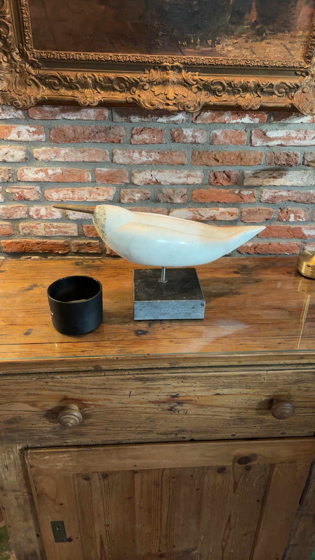 Marble Bird Sculpture on Marble Base - view 2