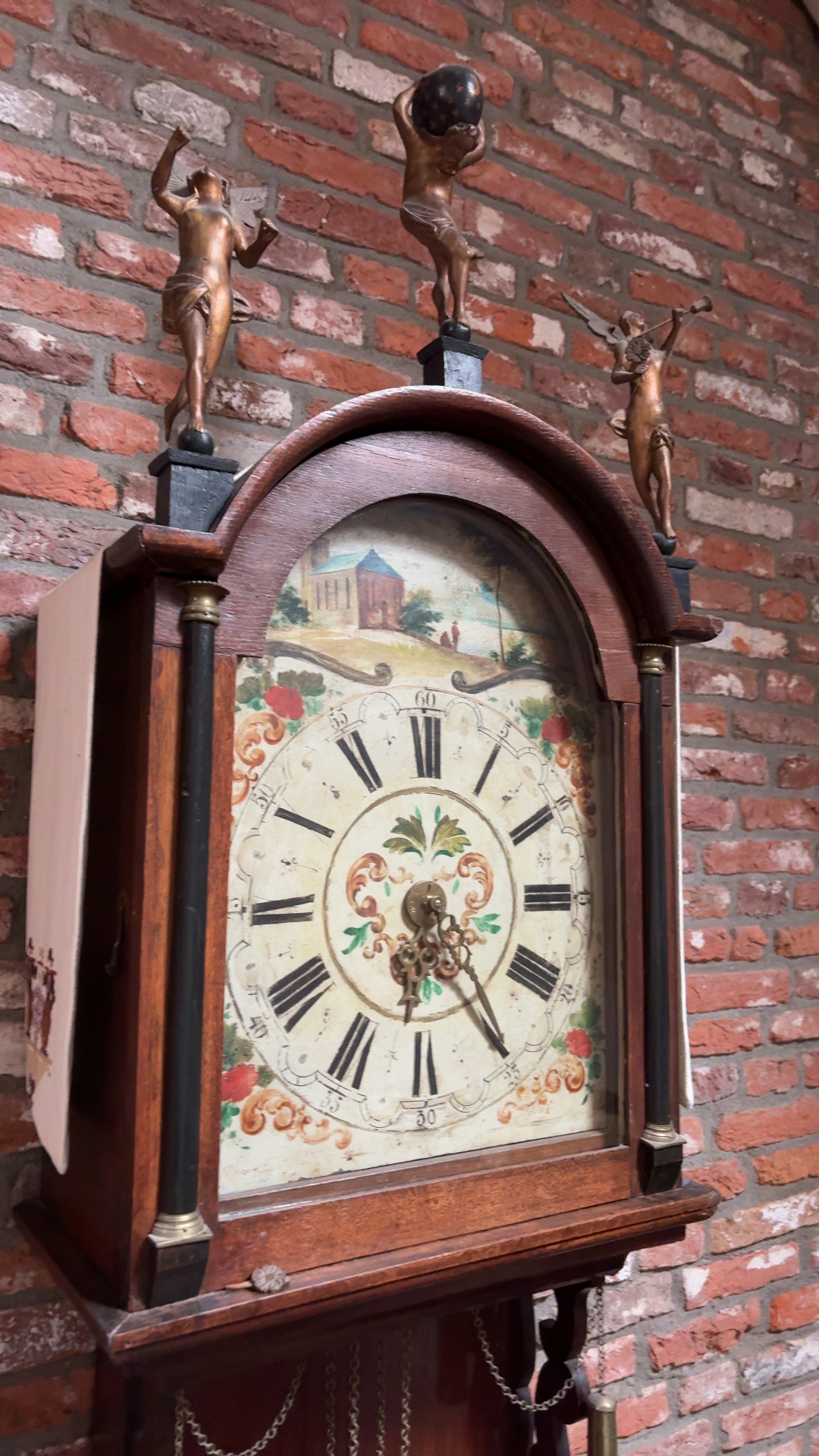 Dutch or German Wall Clock (Laterndluhr Style) with Painted Dial - view 2