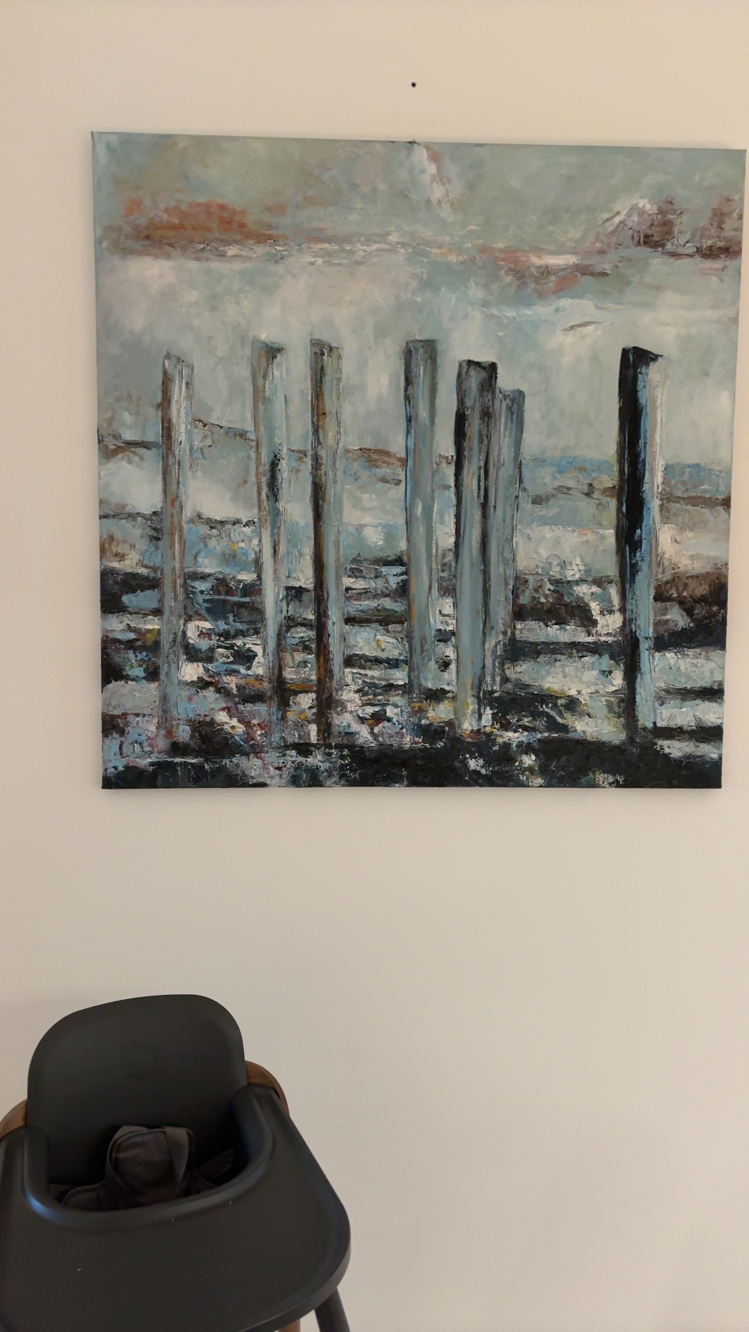 Contemporary Impasto Seascape with Pilings - view 2