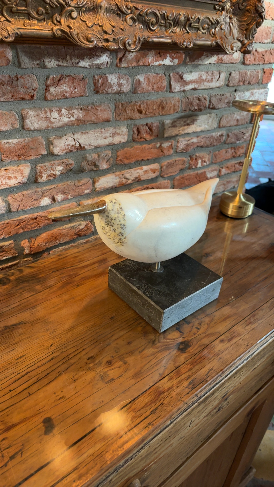 Marble Bird Sculpture on Marble Base - view 3