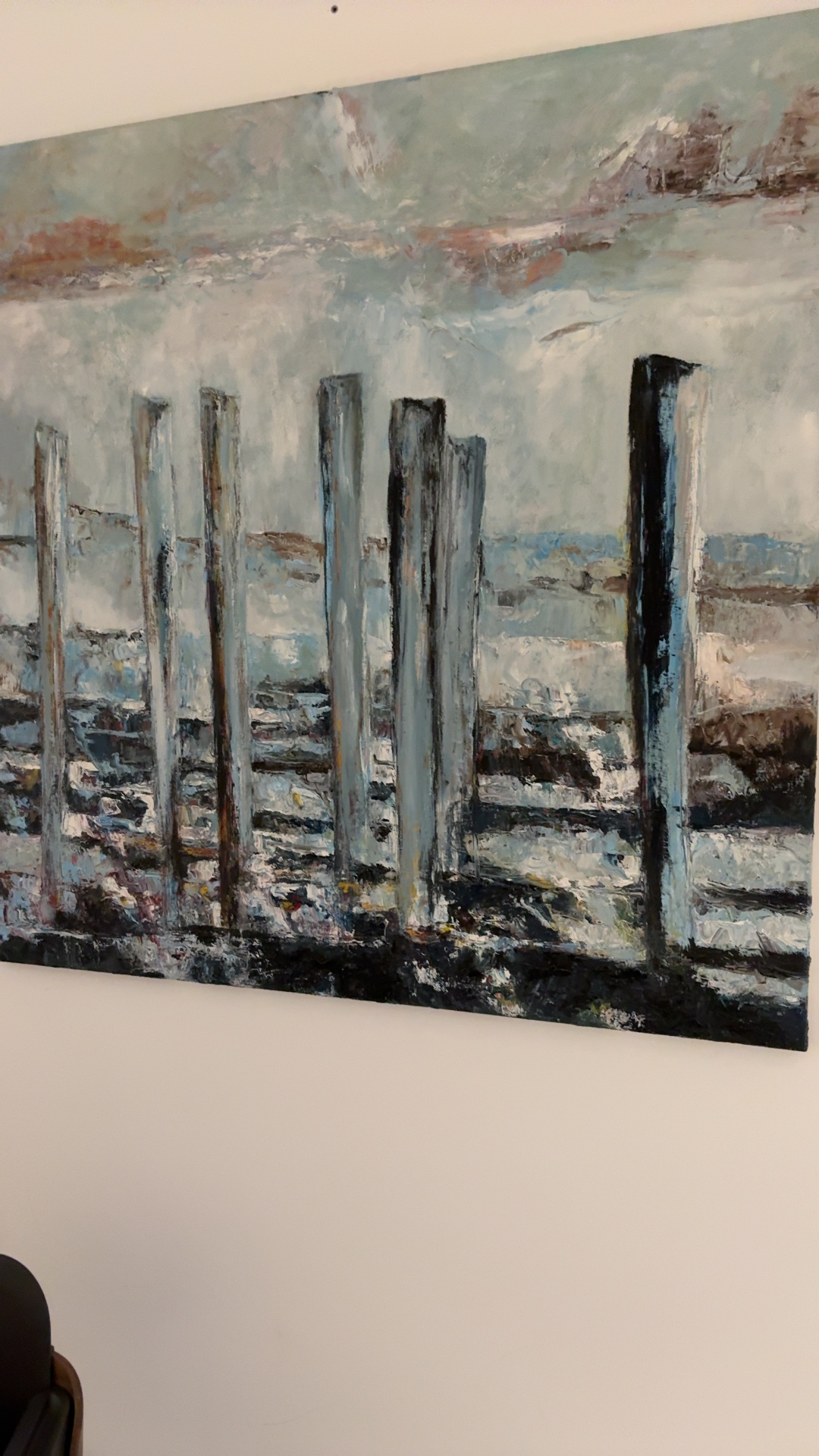 Contemporary Impasto Seascape with Pilings - view 3