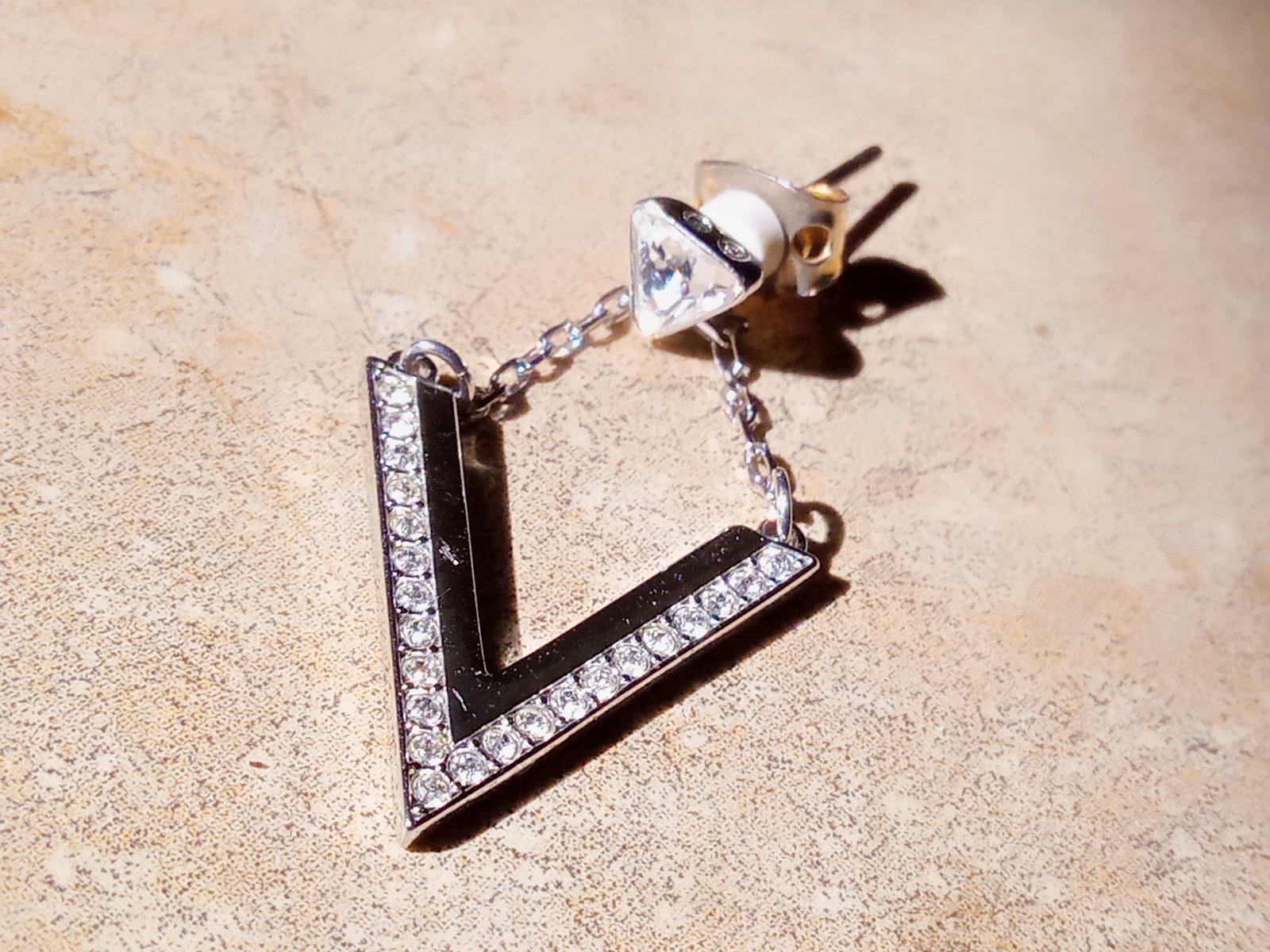 Swarovski V-Shape Crystal Drop Earring - view 1
