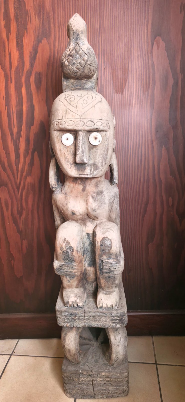 Carved Wood Ancestor Figure or Deity Sculpture - view 1