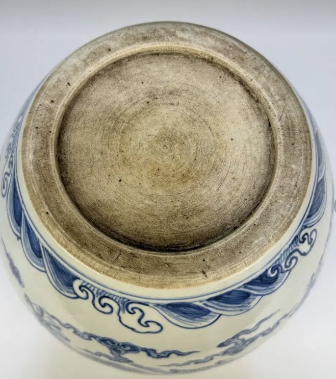 Chinese Blue and White 'Dragon' Guan-Shaped Jar (Modern Reproduction) - view 1