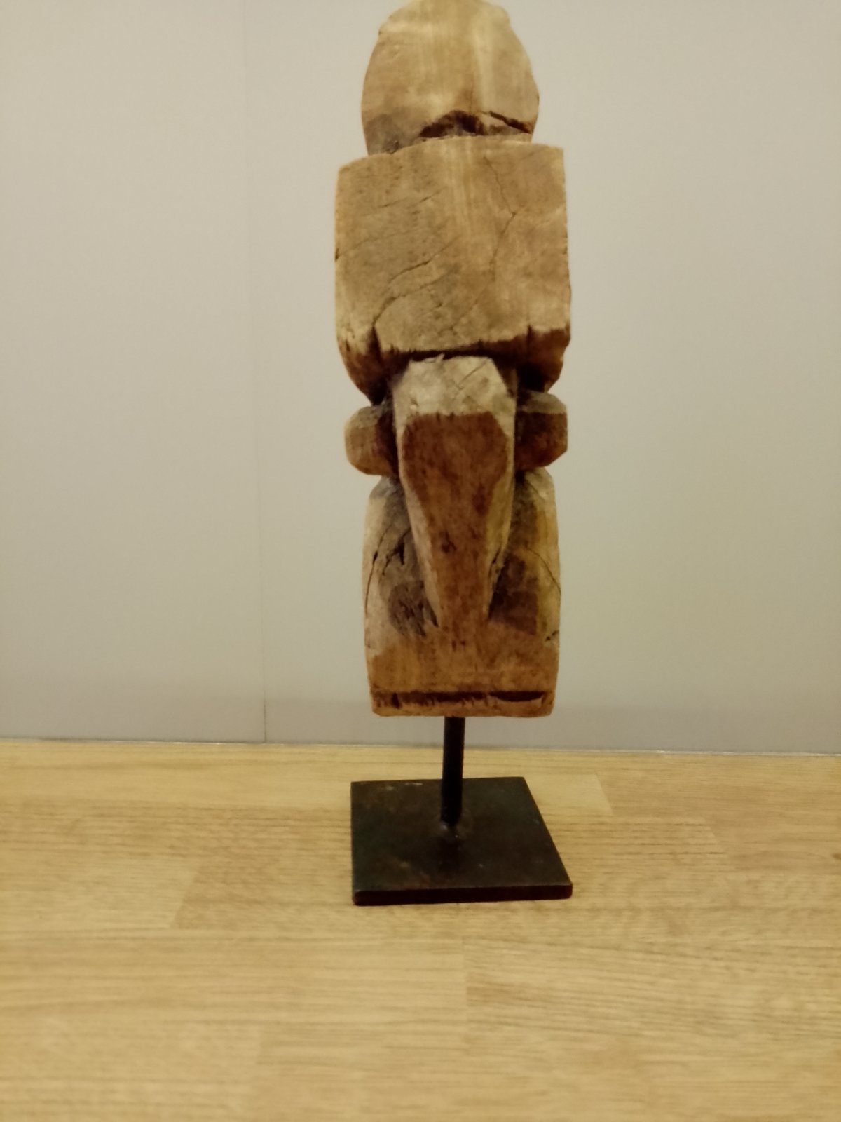 Southeast Asian Carved Wooden Figure/Fragment on Stand - view 1