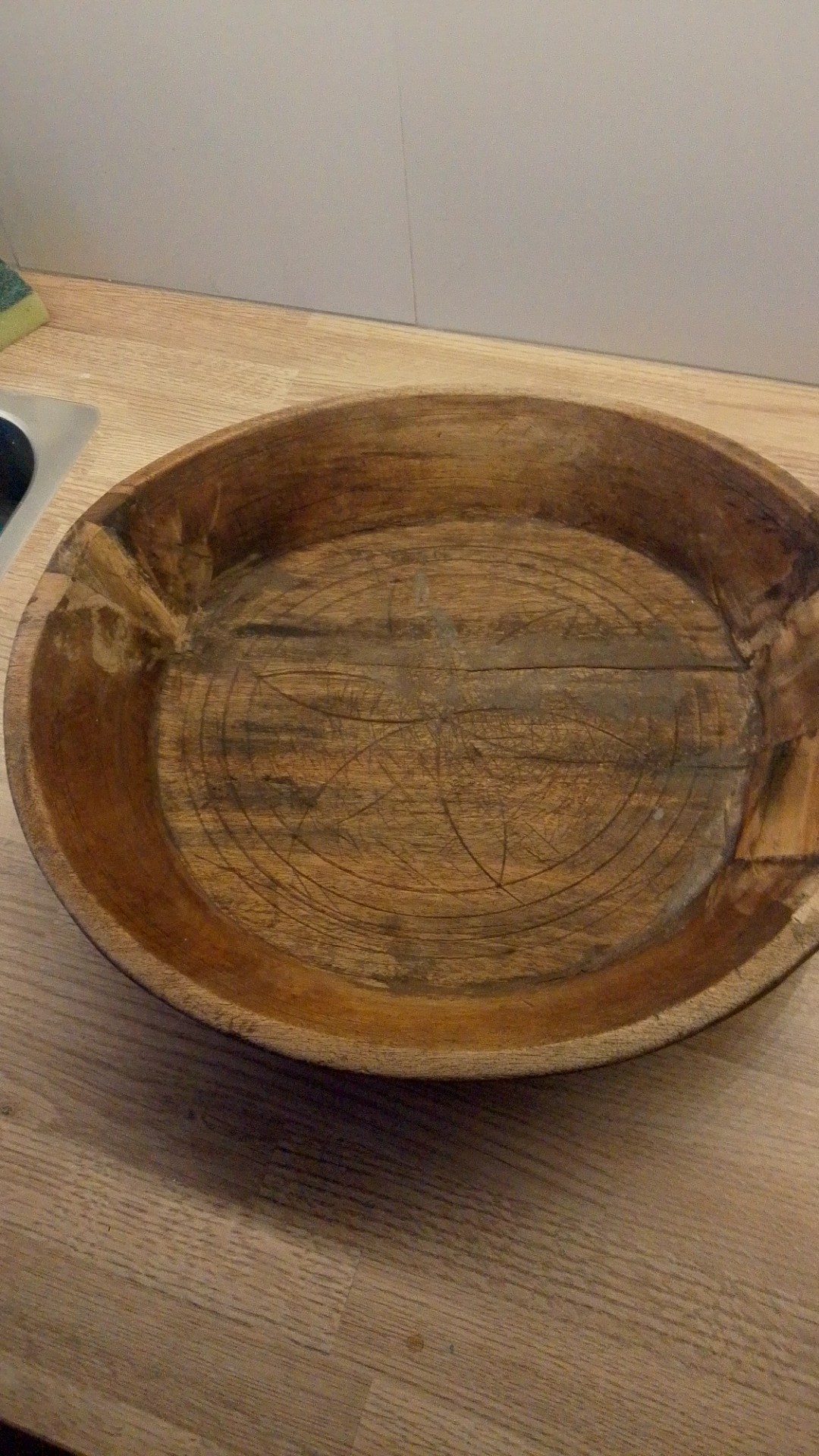 Primitive Wooden Dugout Dough Bowl