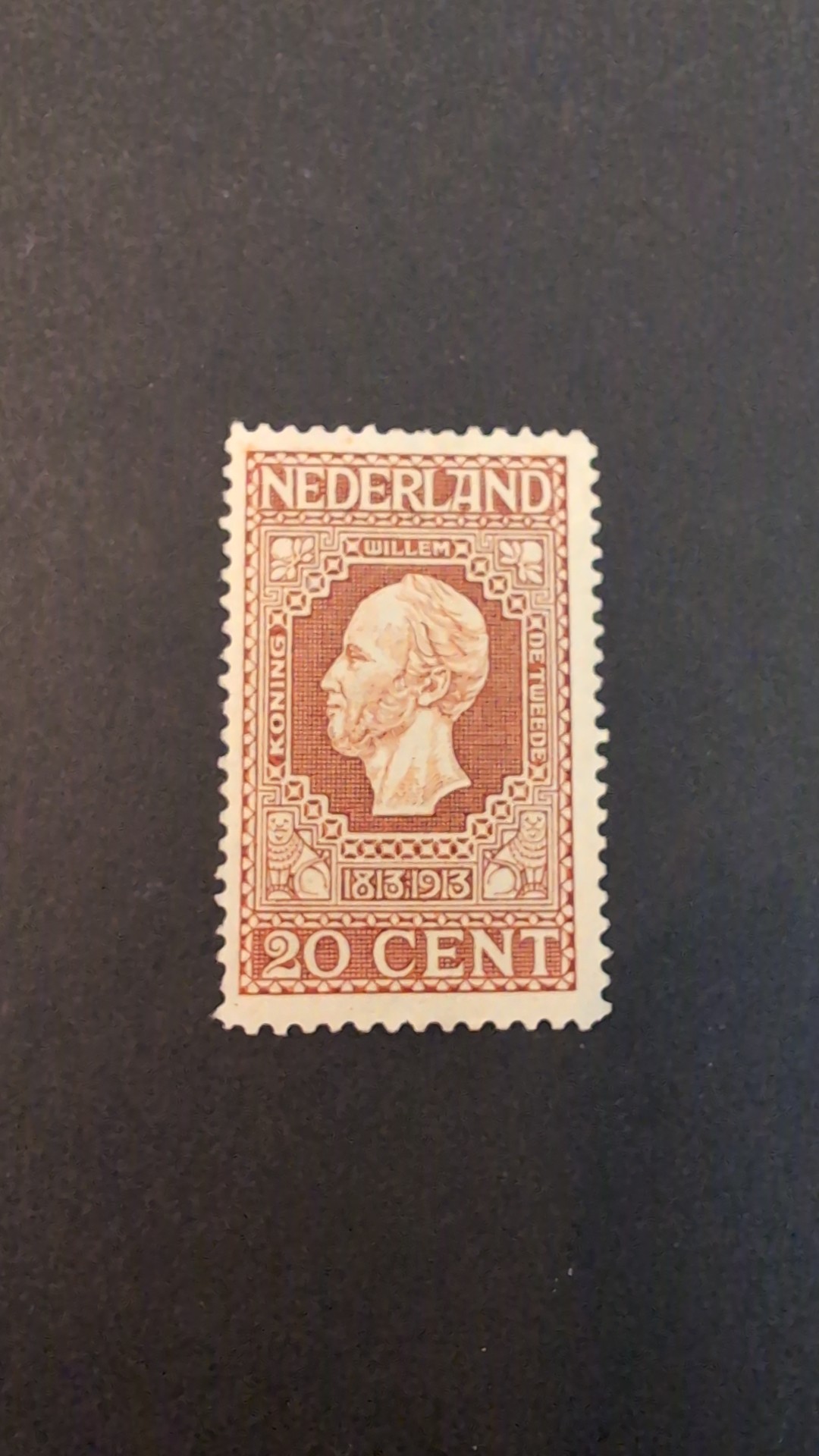 Netherlands King William II Centenary Issue (Scott #101) 1913 - 20 Cent - view 1