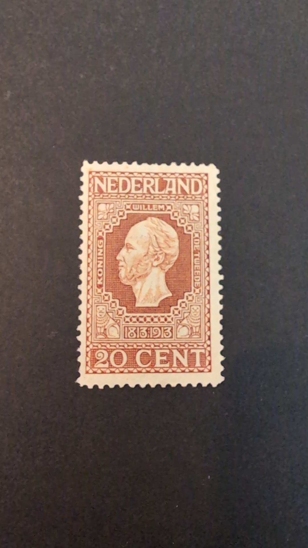 Netherlands King William II Centenary Issue (Scott #101) 1913 - 20 Cent - view 2