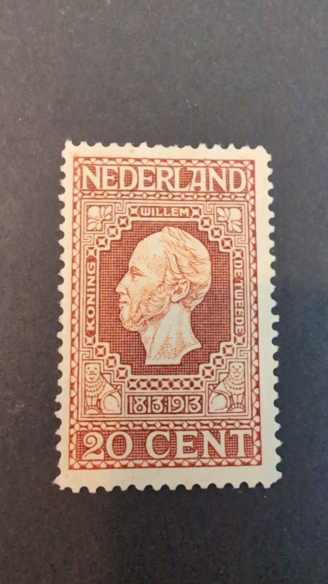 Netherlands King William II Centenary Issue (Scott #101) 1913 - 20 Cent - view 3