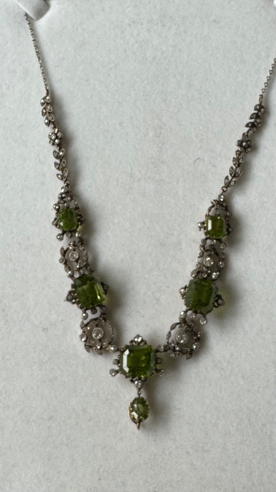 Edwardian Peridot and Diamond Garland Festoon Necklace - view 2