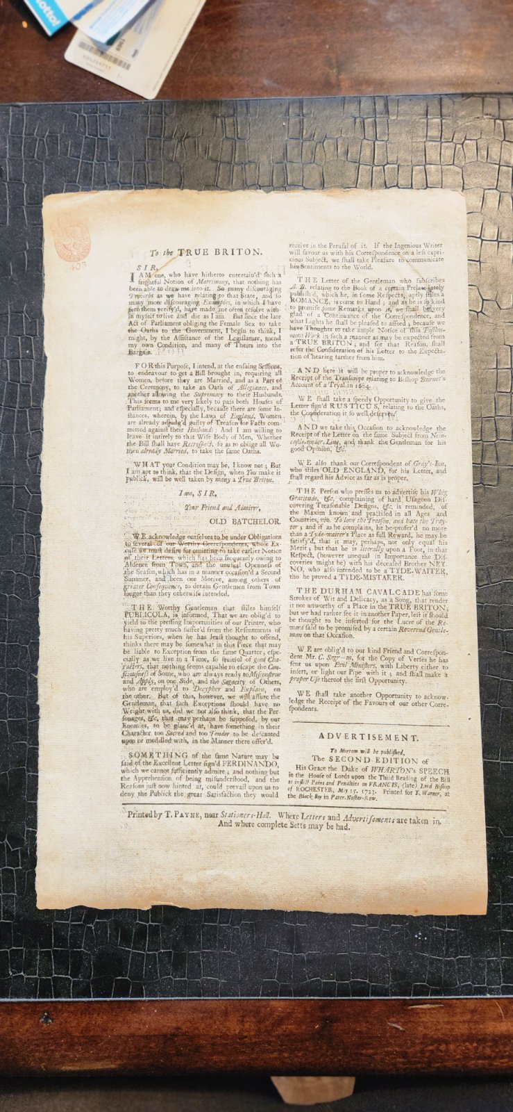 The True Briton, No. LII (December 30, 1723) - view 3