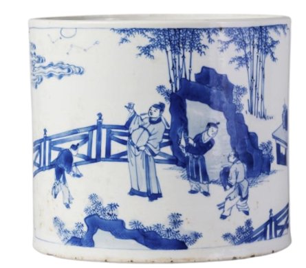 Chinese Blue and White Porcelain Bitong (Brush Pot) - asian collectible