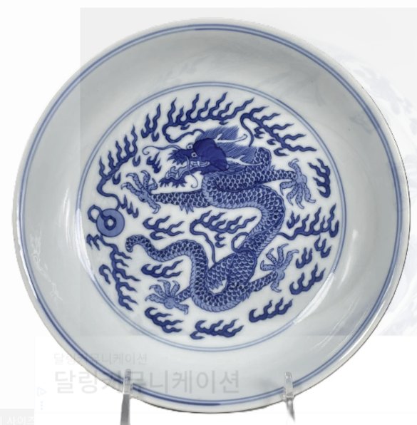Chinese Blue and White 'Dragon' Dish with Apocryphal Qianlong Mark - ceramics collectible