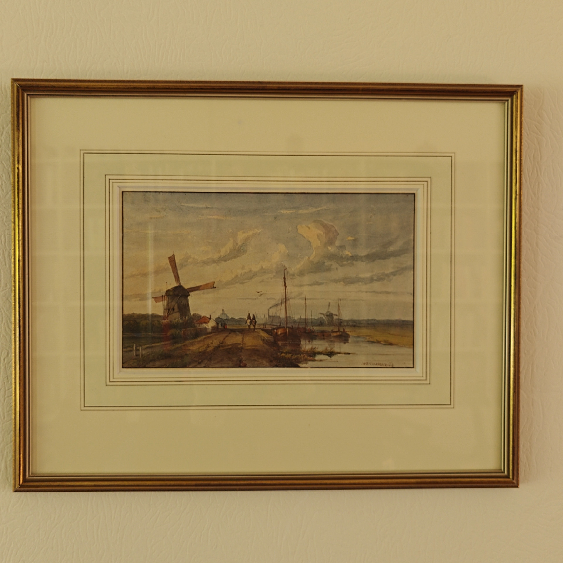 Watercolor Landscape of the Leidse Vaart Attributed to Johan Hendrik Weissenbruch - view 1